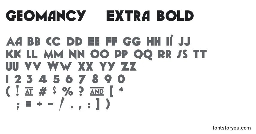 A fonte Geomancy   Extra Bold – alfabeto, números, caracteres especiais