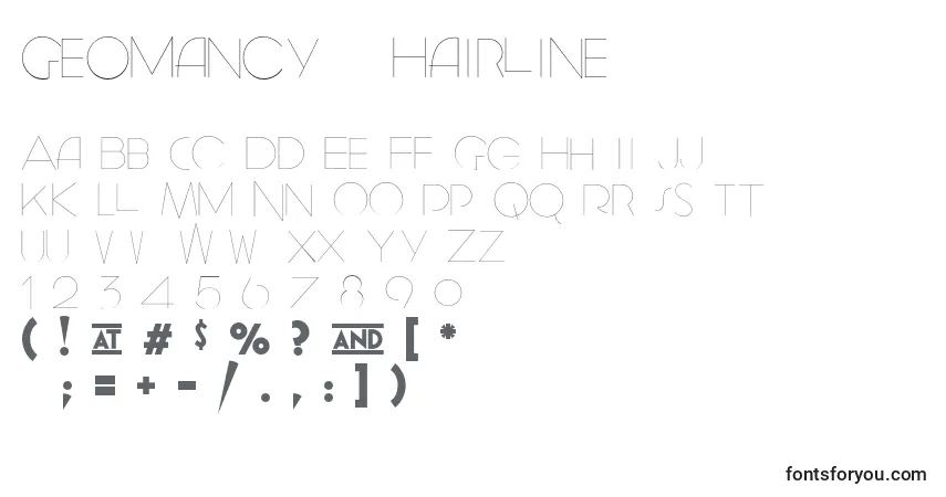 A fonte Geomancy   Hairline – alfabeto, números, caracteres especiais