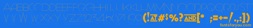 Geomancy   Hairline-Schriftart – Orangefarbene Schriften auf blauem Hintergrund