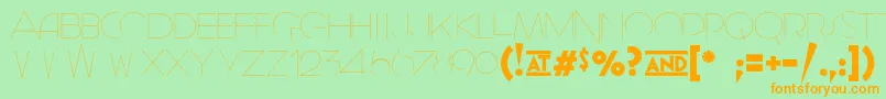 フォントGeomancy   Hairline – オレンジの文字が緑の背景にあります。