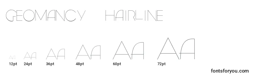 Größen der Schriftart Geomancy   Hairline