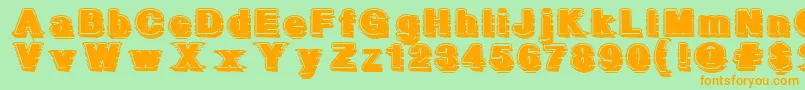 Weitere Informationen zur GeometricFog-Schriftart GeometricFog-Schriftart – Orangefarbene Schriften auf grünem Hintergrund