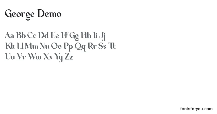 Czcionka George Demo – alfabet, cyfry, specjalne znaki