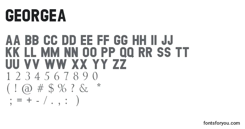 Czcionka GEORGEA – alfabet, cyfry, specjalne znaki