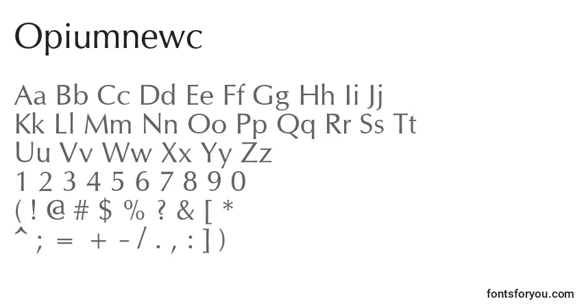 Шрифт Opiumnewc – алфавит, цифры, специальные символы