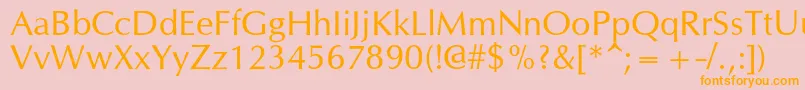 フォントOpiumnewc – オレンジの文字がピンクの背景にあります。