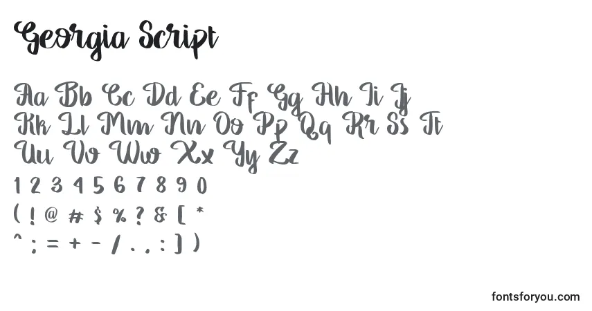 Schriftart Georgia Script – Alphabet, Zahlen, spezielle Symbole
