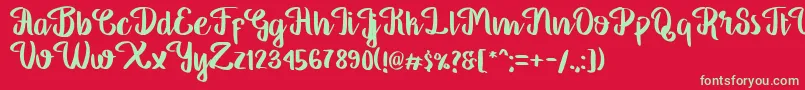 Fonte Georgia Script – fontes verdes em um fundo vermelho