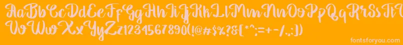 Georgia Script-Schriftart – Rosa Schriften auf orangefarbenem Hintergrund