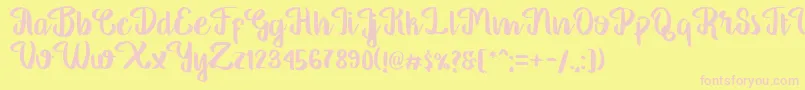 Georgia Script-Schriftart – Rosa Schriften auf gelbem Hintergrund