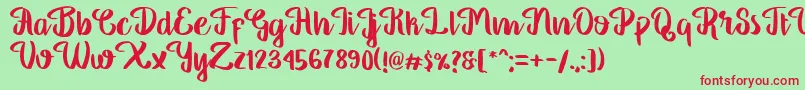 フォントGeorgia Script – 赤い文字の緑の背景