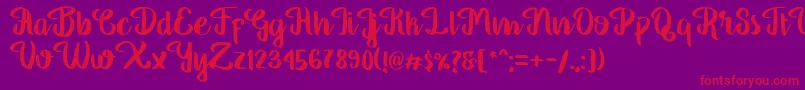 Georgia Script-fontti – punaiset fontit violetilla taustalla