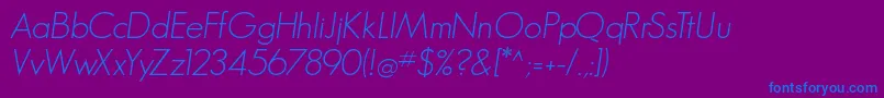フォントGeosansLight Oblique – 紫色の背景に青い文字