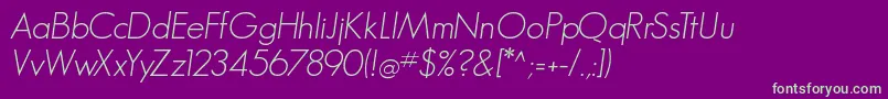 GeosansLight Oblique Font – Green Fonts on Purple Background