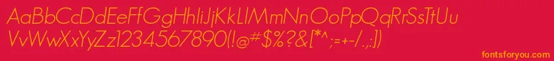 GeosansLight Oblique Font – Orange Fonts on Red Background