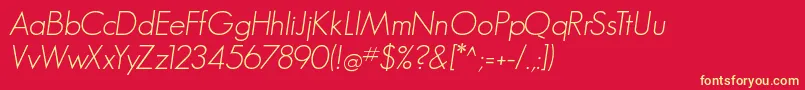 GeosansLight Oblique Font – Yellow Fonts on Red Background
