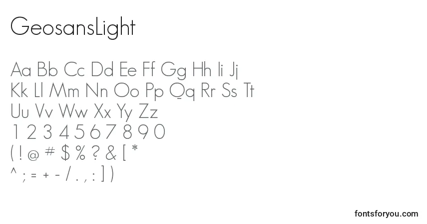 A fonte GeosansLight (127845) – alfabeto, números, caracteres especiais