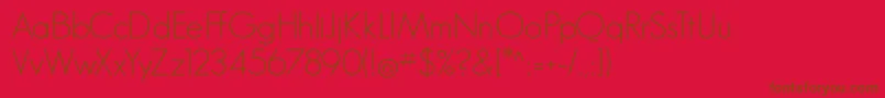 GeosansLight-Schriftart – Braune Schriften auf rotem Hintergrund