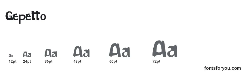Размеры шрифта Gepetto (127848)