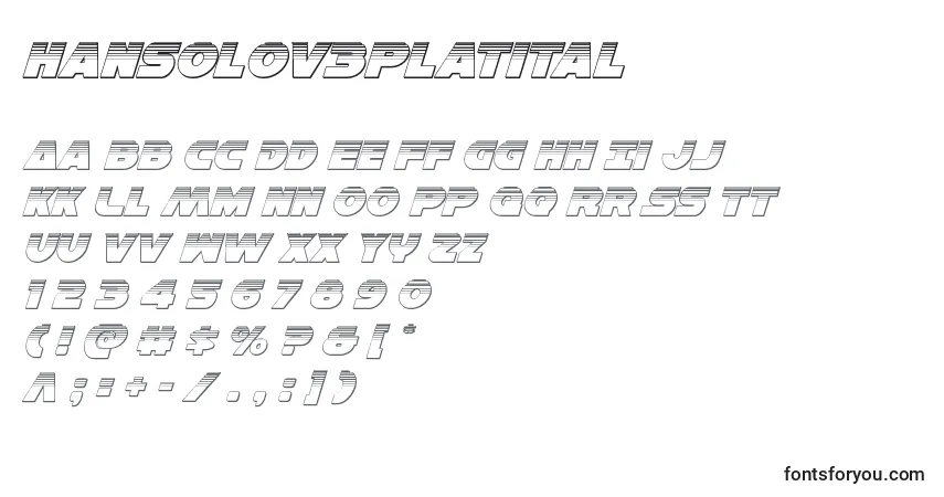 A fonte Hansolov3platital – alfabeto, números, caracteres especiais
