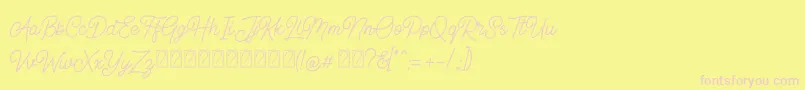 Geraldyne Demo-fontti – vaaleanpunaiset fontit keltaisella taustalla