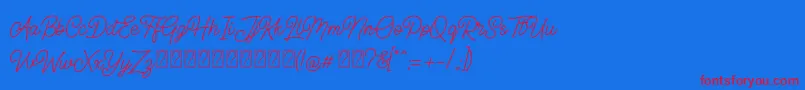 Geraldyne Demo-fontti – punaiset fontit sinisellä taustalla
