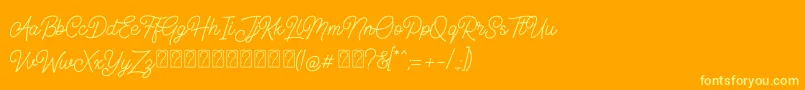 Geraldyne Demo-Schriftart – Gelbe Schriften auf orangefarbenem Hintergrund