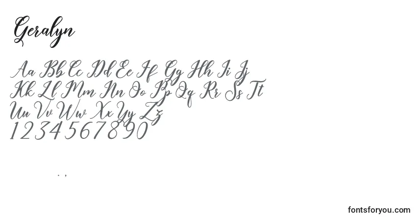 Schriftart Geralyn – Alphabet, Zahlen, spezielle Symbole