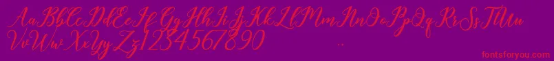 Geralyn-Schriftart – Rote Schriften auf violettem Hintergrund