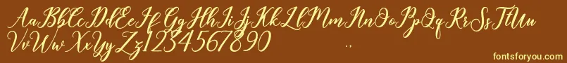 Geralyn Font – Yellow Fonts on Brown Background