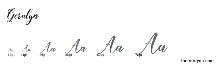 Größen der Schriftart Geralyn (127853)