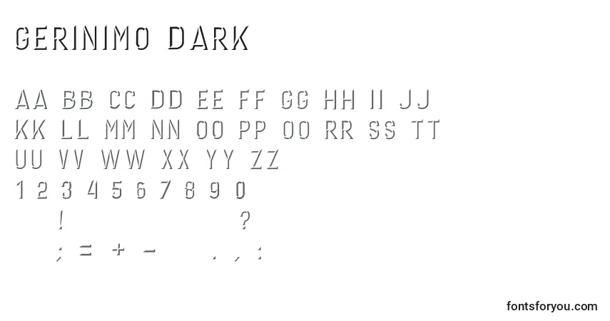 Fuente GERINIMO DARK - alfabeto, números, caracteres especiales