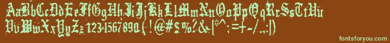 german    underground Font – Green Fonts on Brown Background