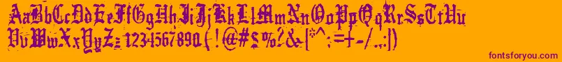 german    underground-Schriftart – Violette Schriften auf orangefarbenem Hintergrund