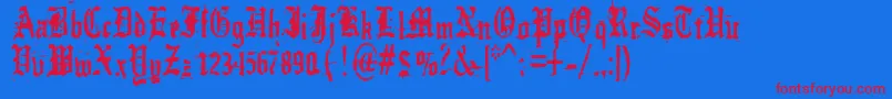 german    underground Font – Red Fonts on Blue Background