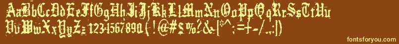 german    underground-fontti – keltaiset fontit ruskealla taustalla