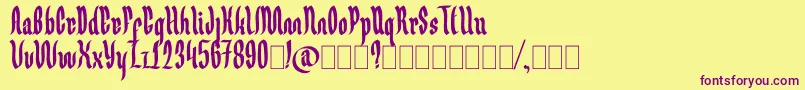 Germany Ghotic Font – Purple Fonts on Yellow Background