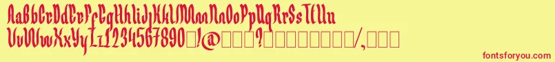 Germany Ghotic Font – Red Fonts on Yellow Background
