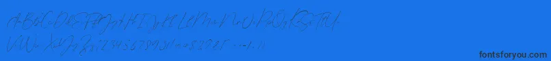 Fonte Germany Script Demo – fontes pretas em um fundo azul