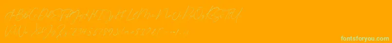 Fonte Germany Script Demo – fontes verdes em um fundo laranja