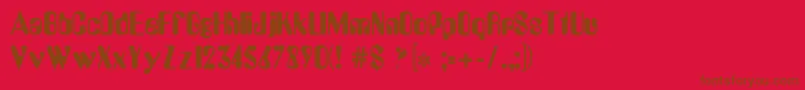 AmeliaDgRegular-Schriftart – Braune Schriften auf rotem Hintergrund