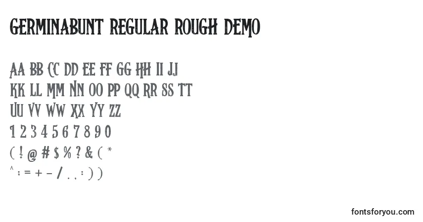 Шрифт Germinabunt regular rough DEMO – алфавит, цифры, специальные символы
