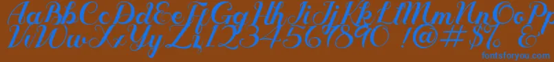 Geruthu Personal License Font – Blue Fonts on Brown Background