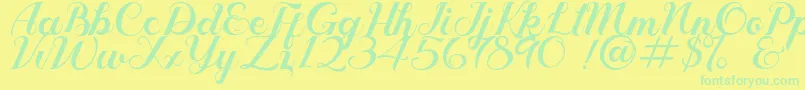 Geruthu Personal License Font – Green Fonts on Yellow Background