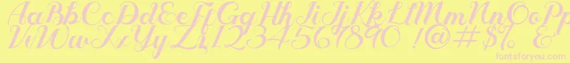 Geruthu Personal License Font – Pink Fonts on Yellow Background