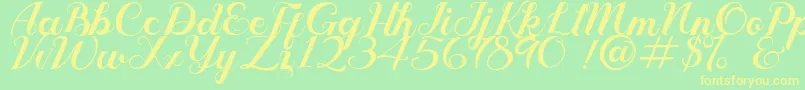 Geruthu Personal License Font – Yellow Fonts on Green Background