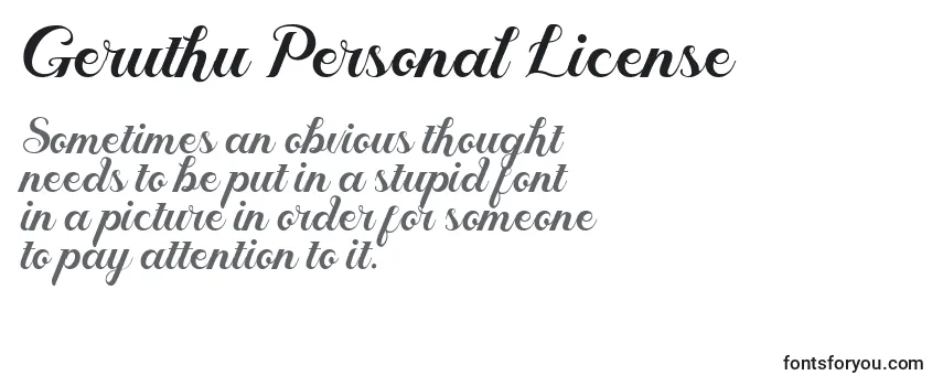 Überblick über die Schriftart Geruthu Personal License