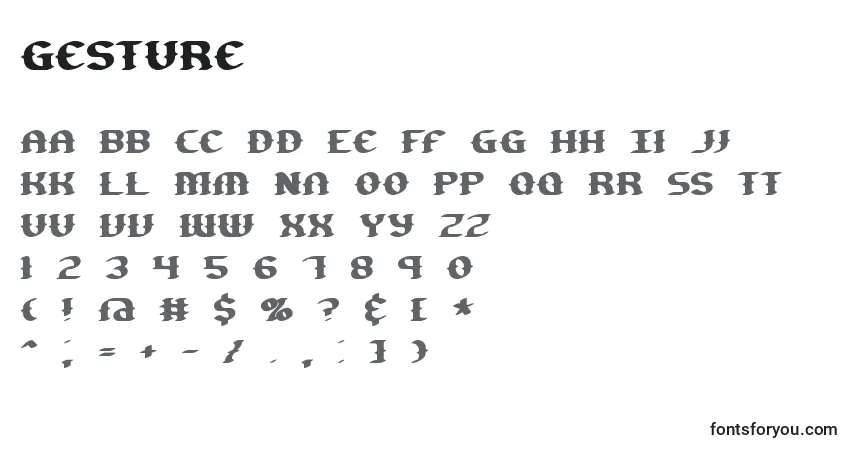 Schriftart Gesture (127864) – Alphabet, Zahlen, spezielle Symbole
