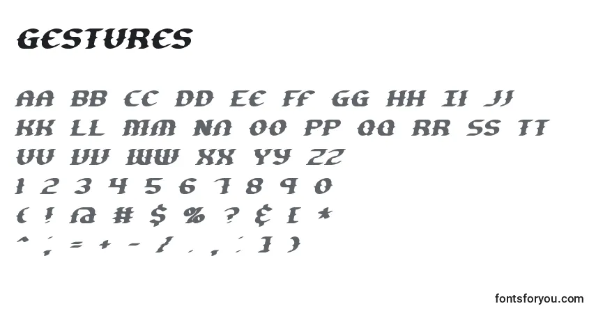 A fonte Gestures (127865) – alfabeto, números, caracteres especiais