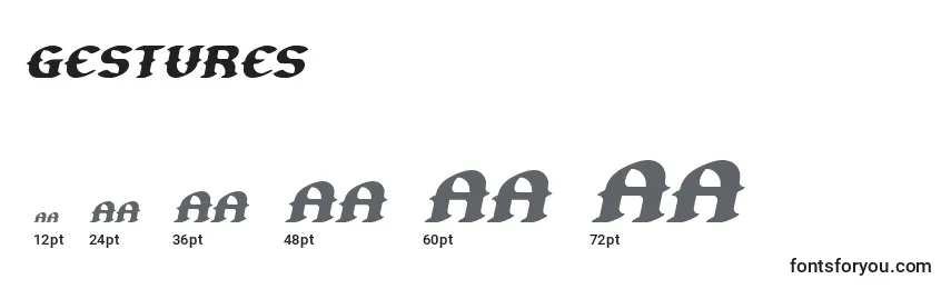 Größen der Schriftart Gestures (127865)